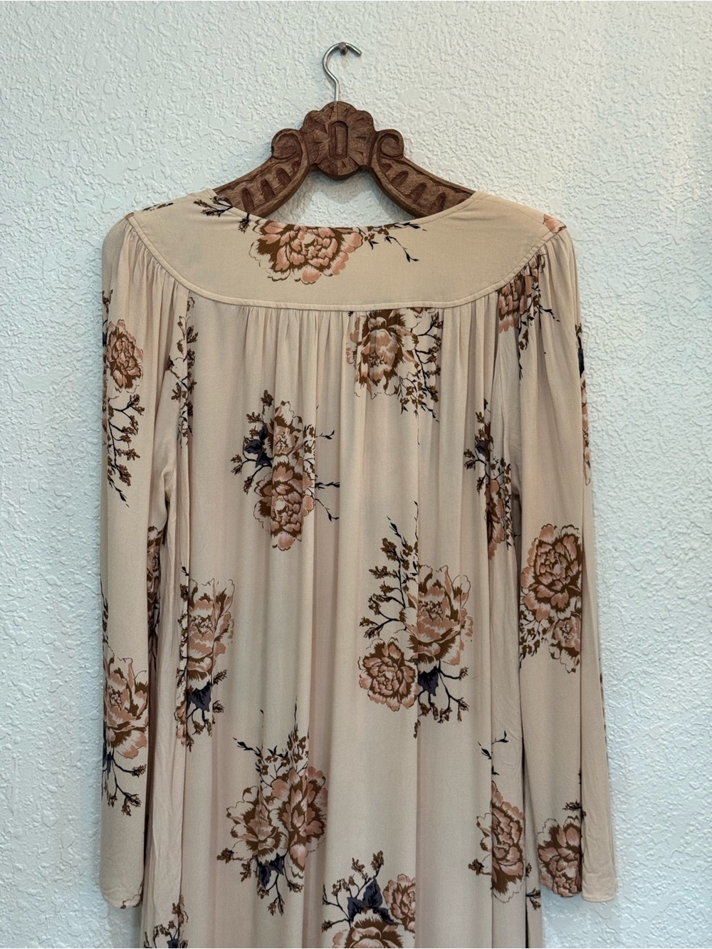 Free People Blush Beige Floral Maxi Dress with Tie Detail - Picture 6 of 8